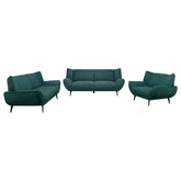 Acton 3-piece Upholstered Flared Arm Sofa Set Teal Blue